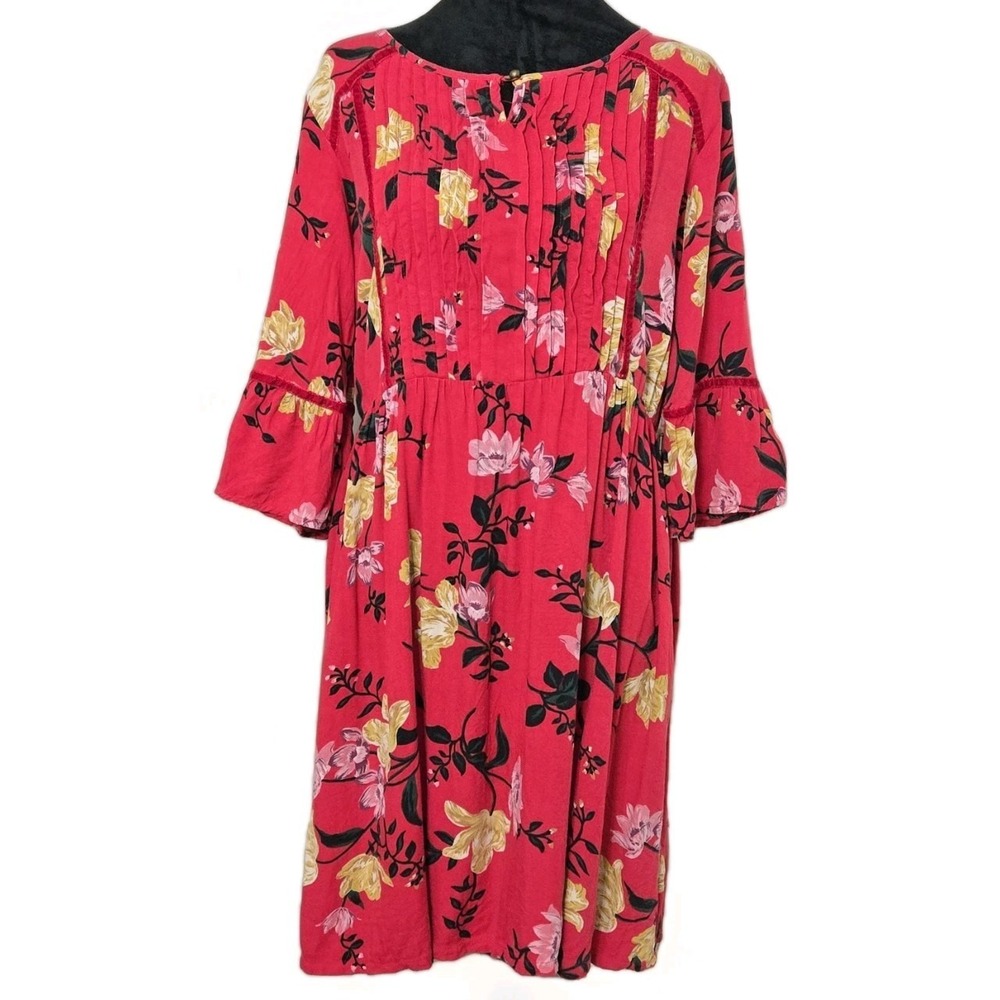 Old Navy 3/4 Bell Sleeve Pleated Red Floral Dress Youth XXL (16) Ad Small Travel
